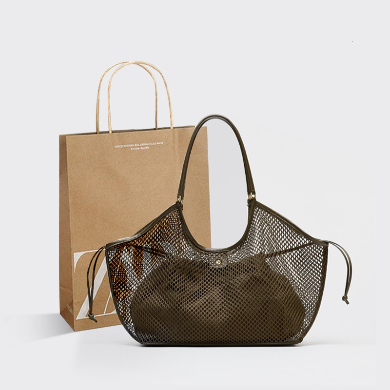 MESH SHOPPER BAG y ner PU Material haped Handbag Spacious Tote Bag Large Capacity Women Travel Lage Bag 250528