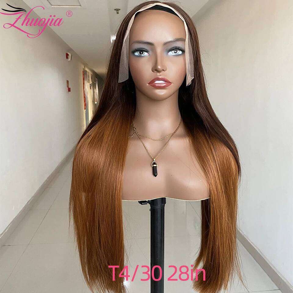 250% Double Drawn Human Hair 13x4 Bone Straight Frontal Wig T4/30 Honey Brown Lace Front Wigs For Women PrePlucked 30in