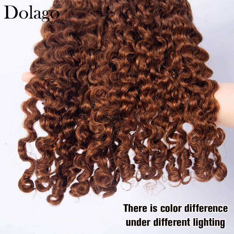 Burmese Colored Chocolate Brown Human Deep Curly Bundles Hair Extensions