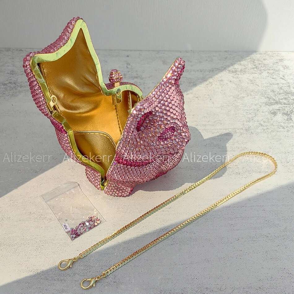 Alizekerr Cat Shaped Dia Evening Bags Women Classy Boutique Bling Rhinestone Clutch Purses And Handbags Wedding Party