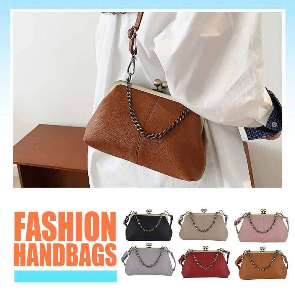Women's Bags Designer Vintage Kiss Lock Bag PU Leather Handbag With Adjustable Strap Crossbody Purse For Women Work Shopping Travel