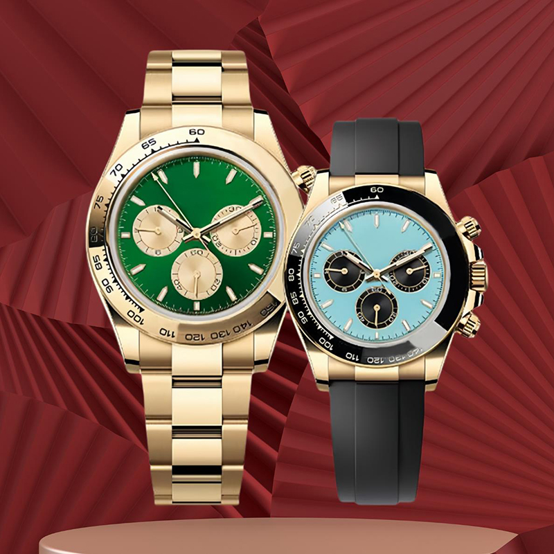 luxury automatic men's mechanical design watch 40MM 904L all stainless steel light blue green dial watch sapphire classic folding strap night light waterproof watch