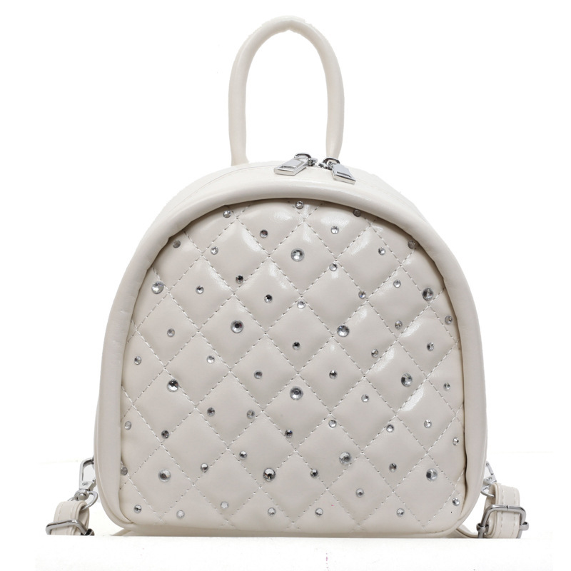 designer High-End Niche Quilted Diamond-Studded Double-Shoulder Small Bag for Women 2025 New Fashion Versatile Backpack Handbag