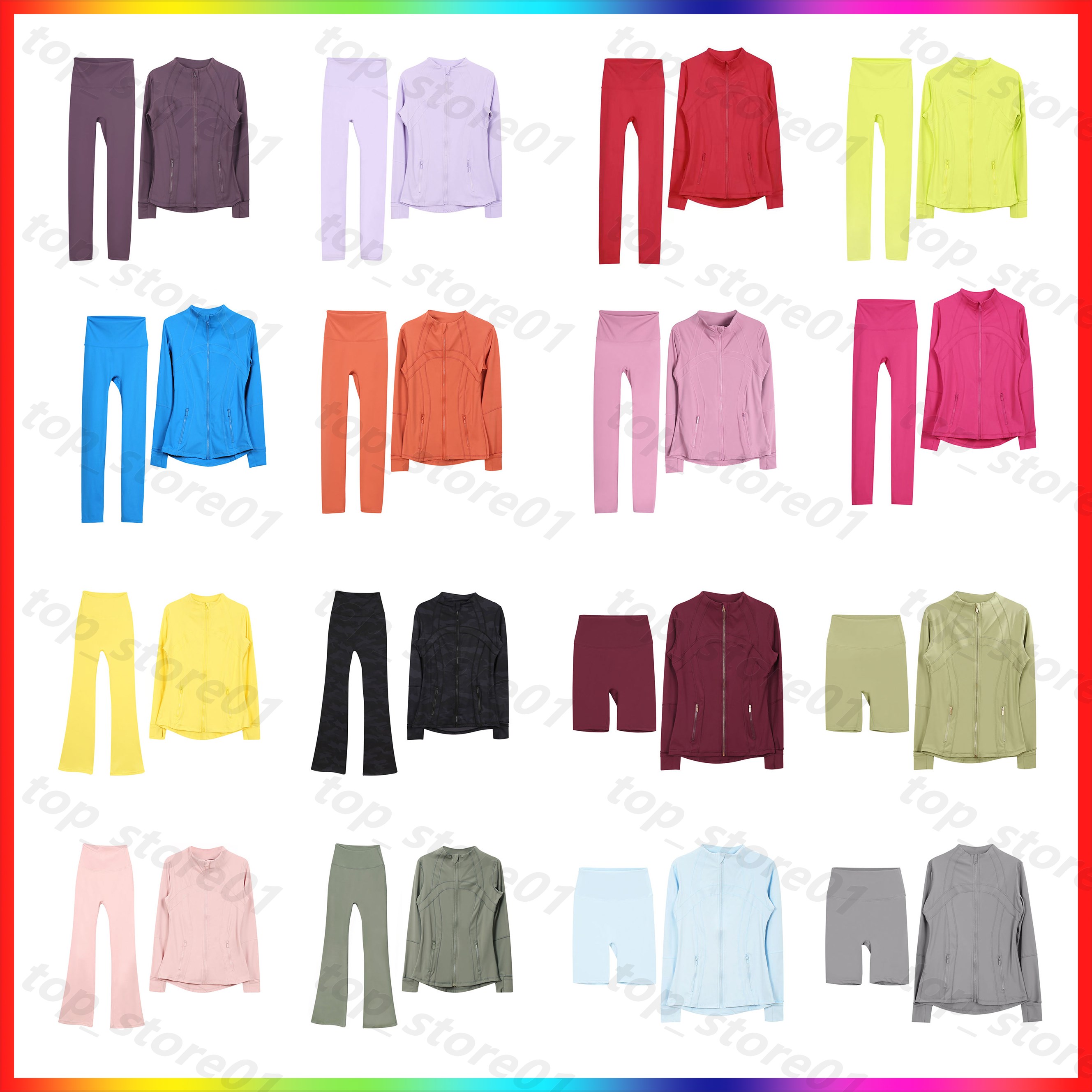 2025 Yoga Outfits workout set flare leggings trendy designer yoga jacket define high end simple gym shorts women clothing pure color athletic wear home indoor gym set