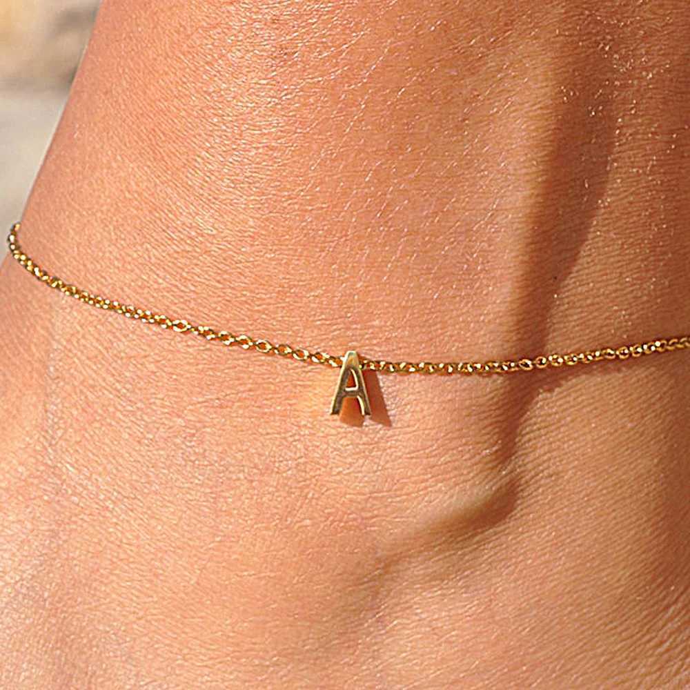 eManco Initials DIY Anklet Stainless Steel Jewelry Name Customized Anklet English Alphabet Birthday Gift for Men and Women W250604
