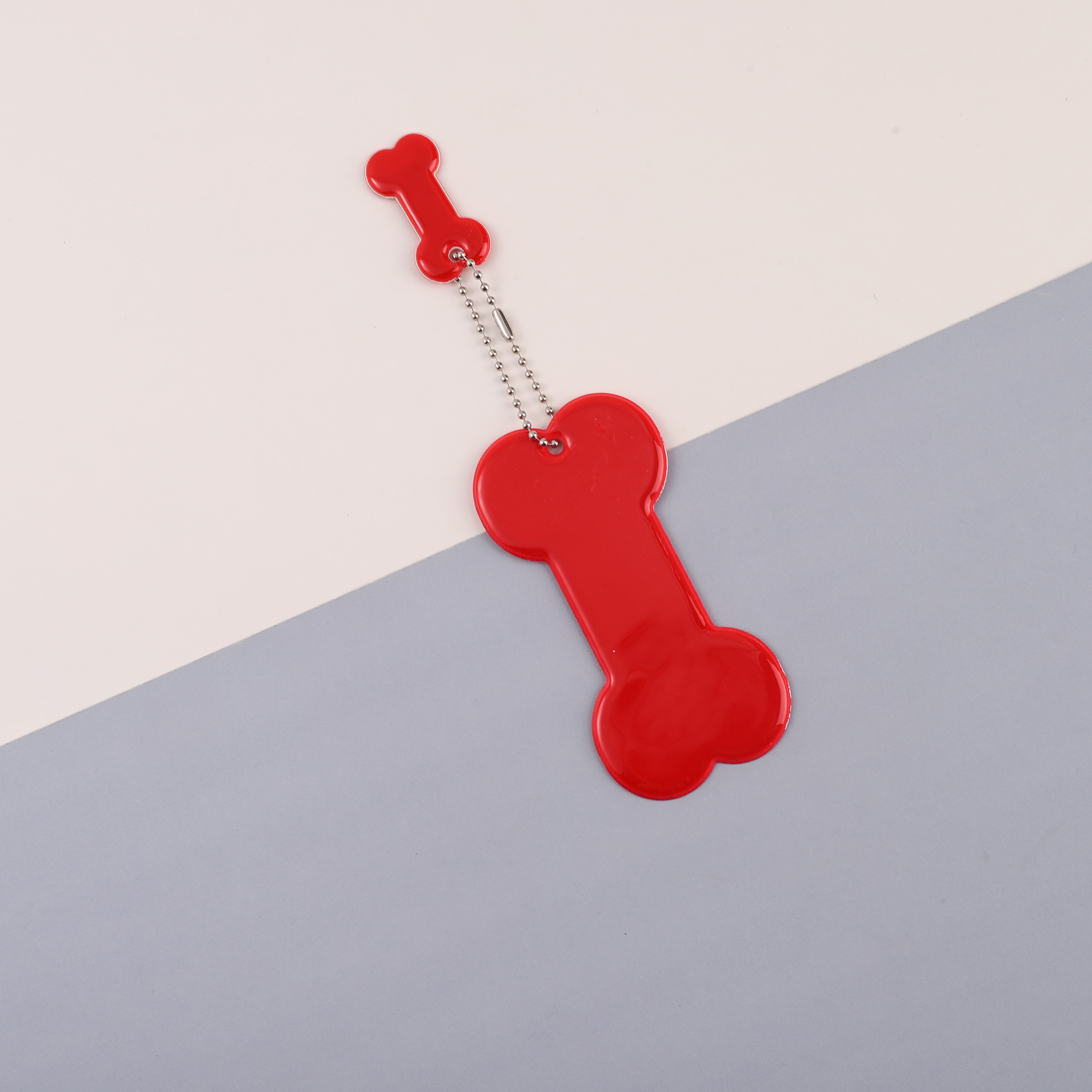 Reflective Bone-Shaped Two-Piece Keychain for Nighttime Visibility - Ideal Student Backpack Accessory