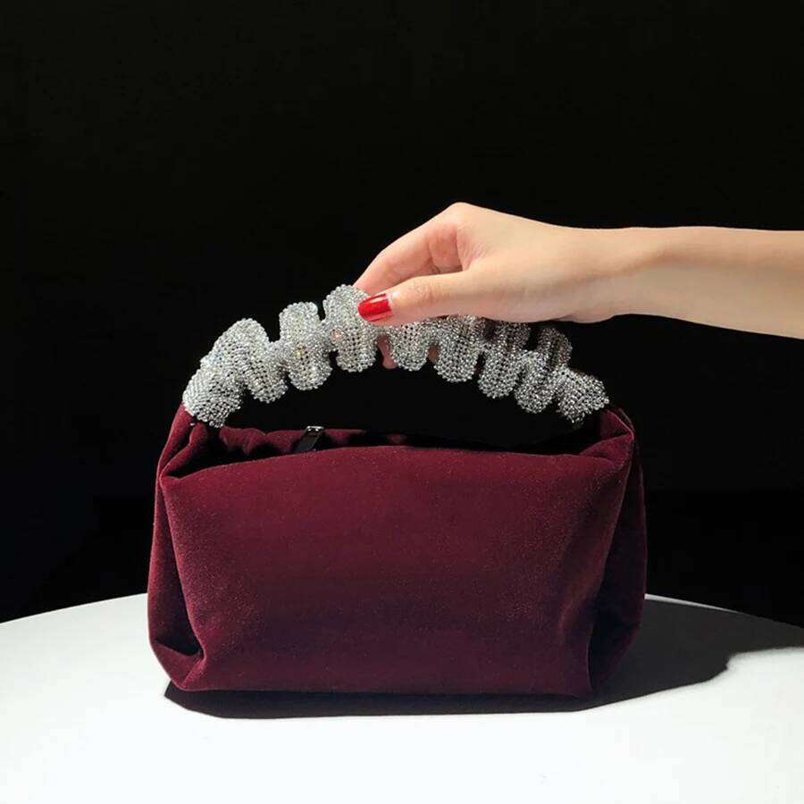 Women's Glitter Party Dinner Bag Dia Bridal Wedding Daily Clutches Veet Female Handbags Rhinestone Banquet Evening Purse