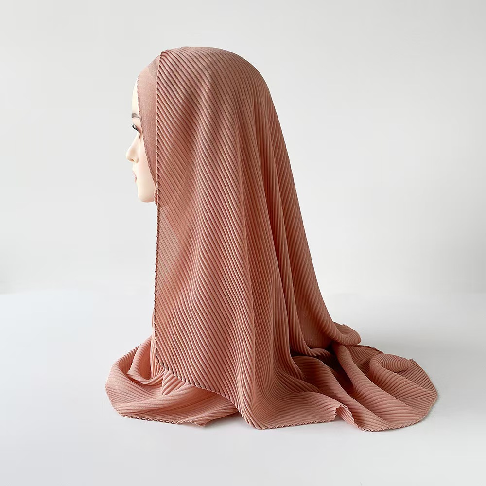 T884 headscarf pearl chiffon wrinkled scarf pleated thin long scarf Arab ladies headscarf