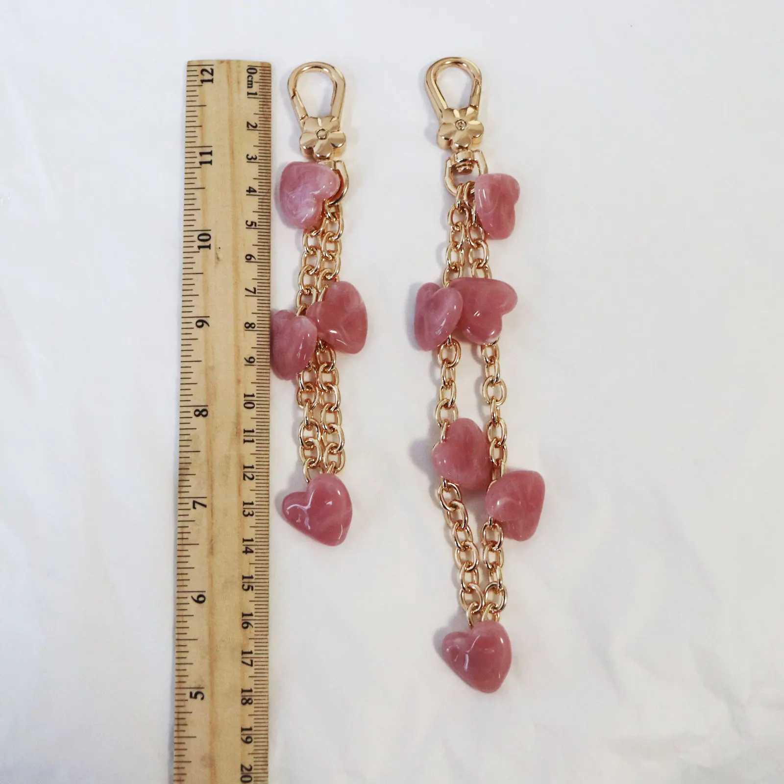 Metal Keychain Bag Charm Decoration Chain Phone Accessory Lanyard Golden Strawberry Bow Heart Shape Shiny Pendant W250604