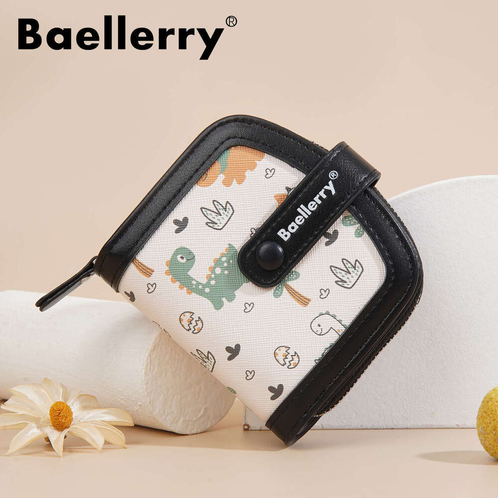 New Cute Dinosaur Print Women's Short Ins Style High-end Large Capacity Money Clip Wallet