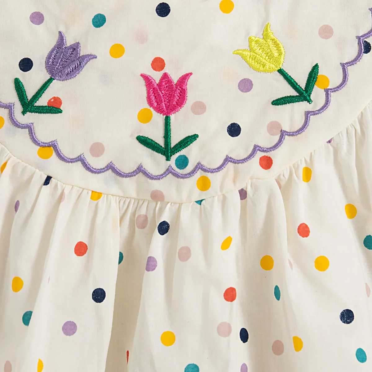 Baby Girl Dress Summer Comfortable Cotton Baby Dress Cute Flower Embroidered Dress Kids Birthday Clothes R250530
