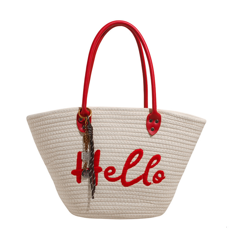 designer Summer Beach Vacation Travel Woven Bag for Women 2025 New Fashionable High-end Single Shoulder Handheld Tote Bag