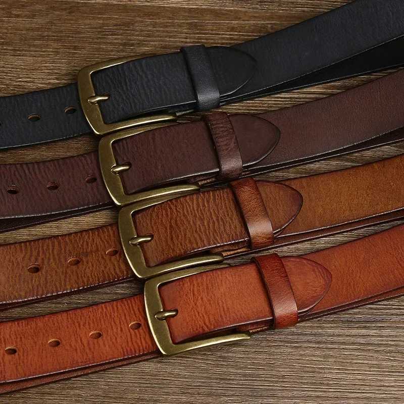 3.8CM Thick Cowhide Copper Buckle Genuine Leather Casual Jeans Belt Men High Quality Retro Luxury Male Strap Designer Belts W250604