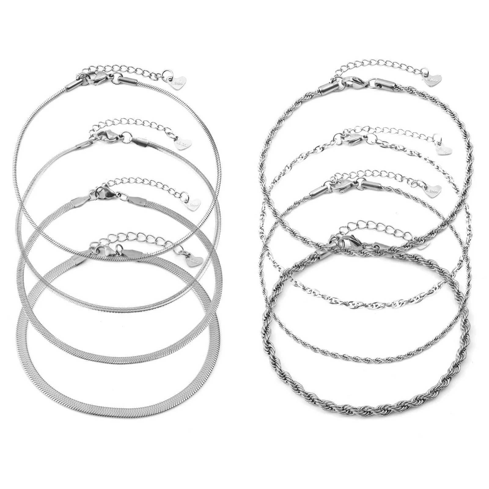 1pc Stainless Steel Anklet Gold Color Link Chain Anklet Bracelet For Women Barefoot Beach Leg Chain Summer Jewelry 23.5cm long W250604