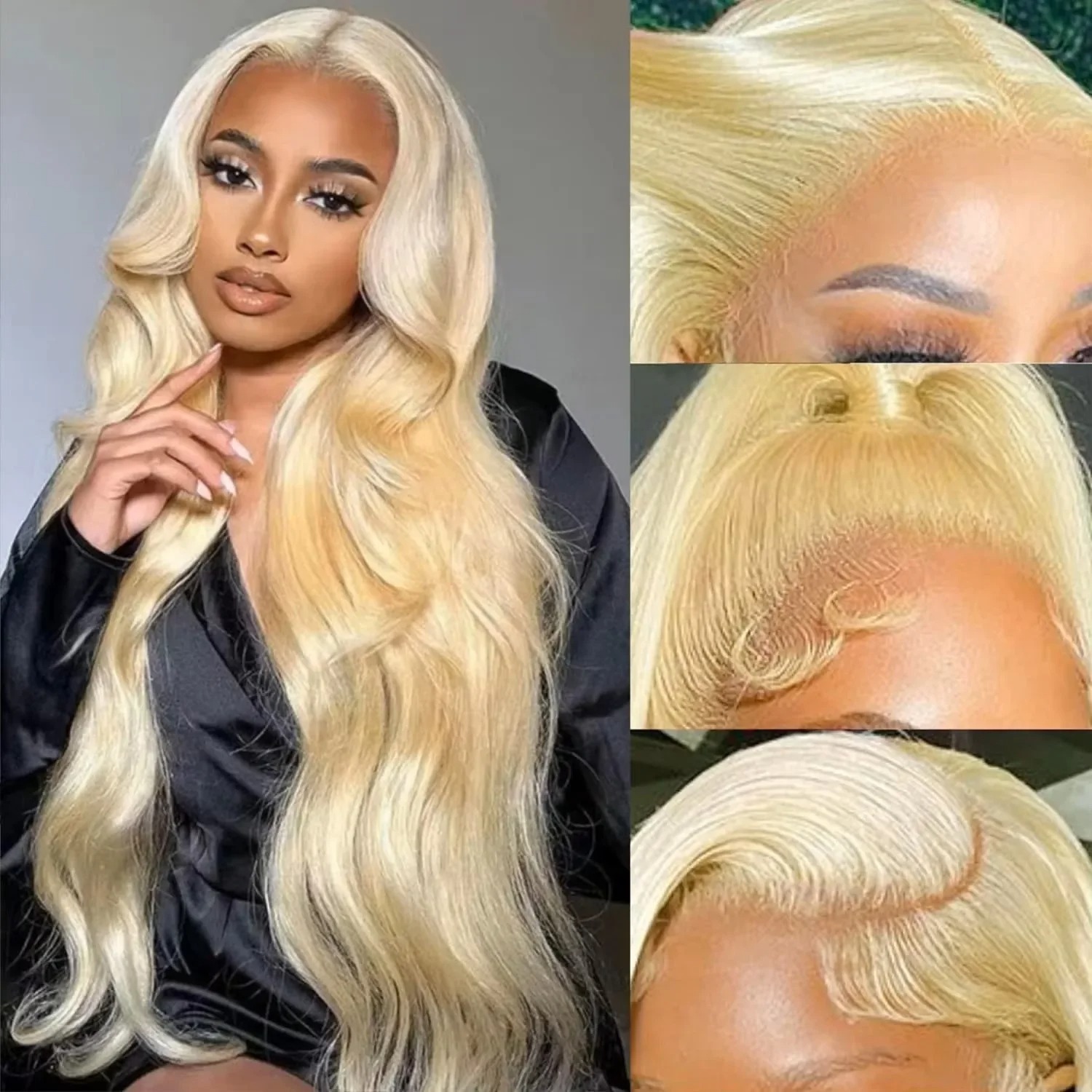 613 Honey Blonde 40 Inch HD Lace Front Wigs 13x6 Body Wave Human Hair Curly Frontal Wig For Women 200 Density Synthetic