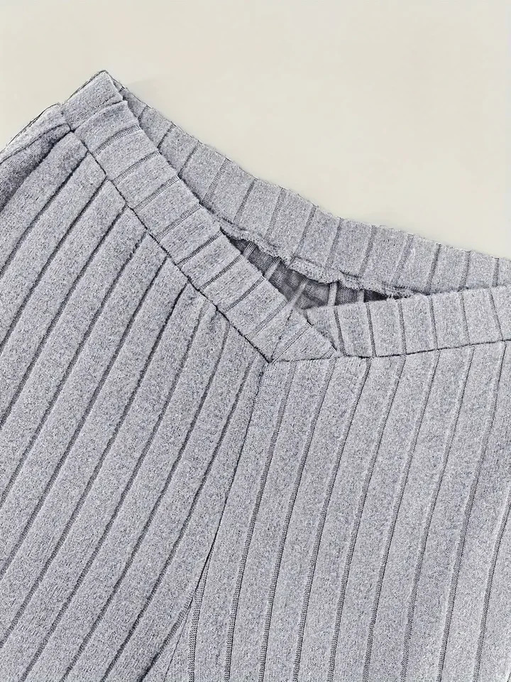 Solid Ribbed Flare Leg Pants Casual Slim Pants For Spring Fall Womens Clothing 250530