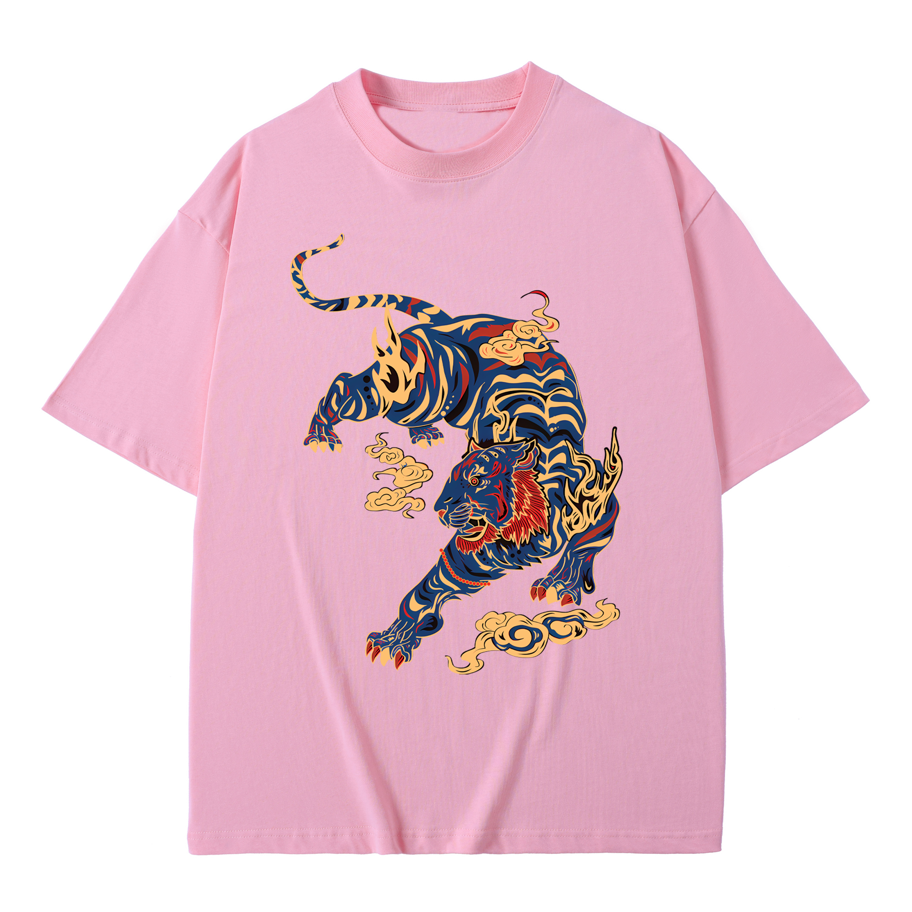 T-shirt men's top designer cotton T-shirt the tiger Painting short sleeved clothing high-quality fashionable T-shirt BROADTRUE