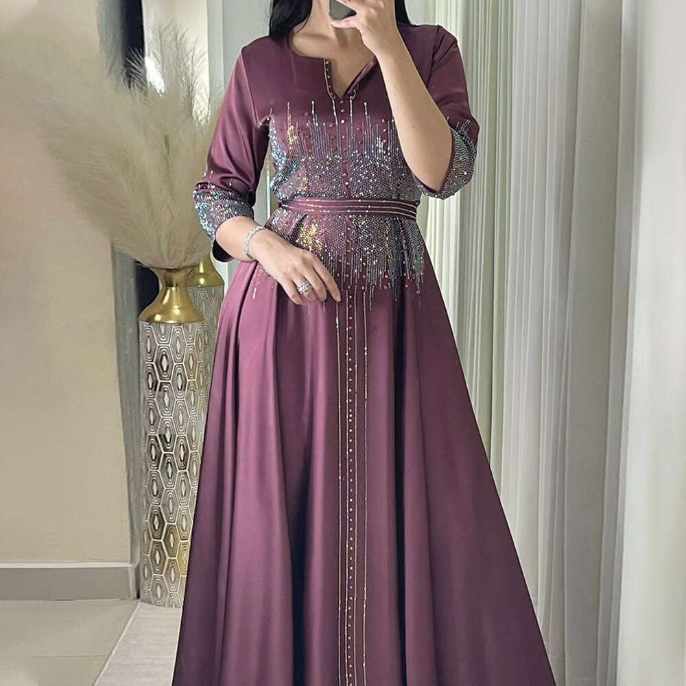 Because0247 Muslim Embroidered Evening Gown With Rhinestones B5