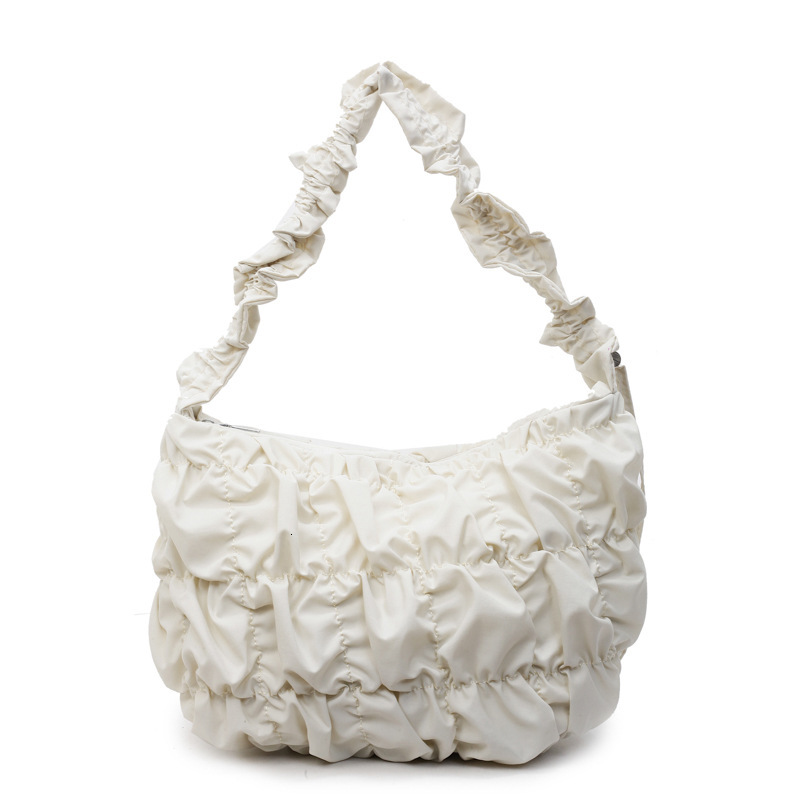 designer Trendy Solid Color Fashion Large Capacity Pleated Shoulder Bag for Women 2025 New Stylish Versatile Simple Casual Crossbody Bag