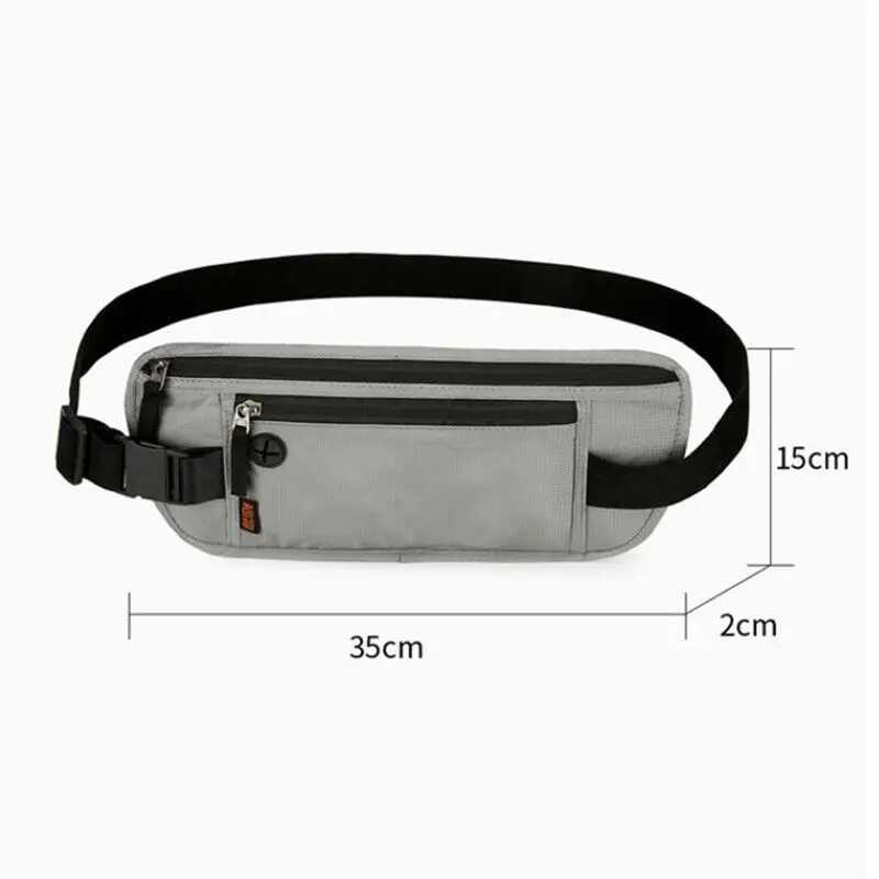 RFID Blocking Waterproof Waist Bag Hidden Pouch Travel Running Sports Belt Pouch Mobile Phone Bag Money Belt Bag Passport Holder W250604