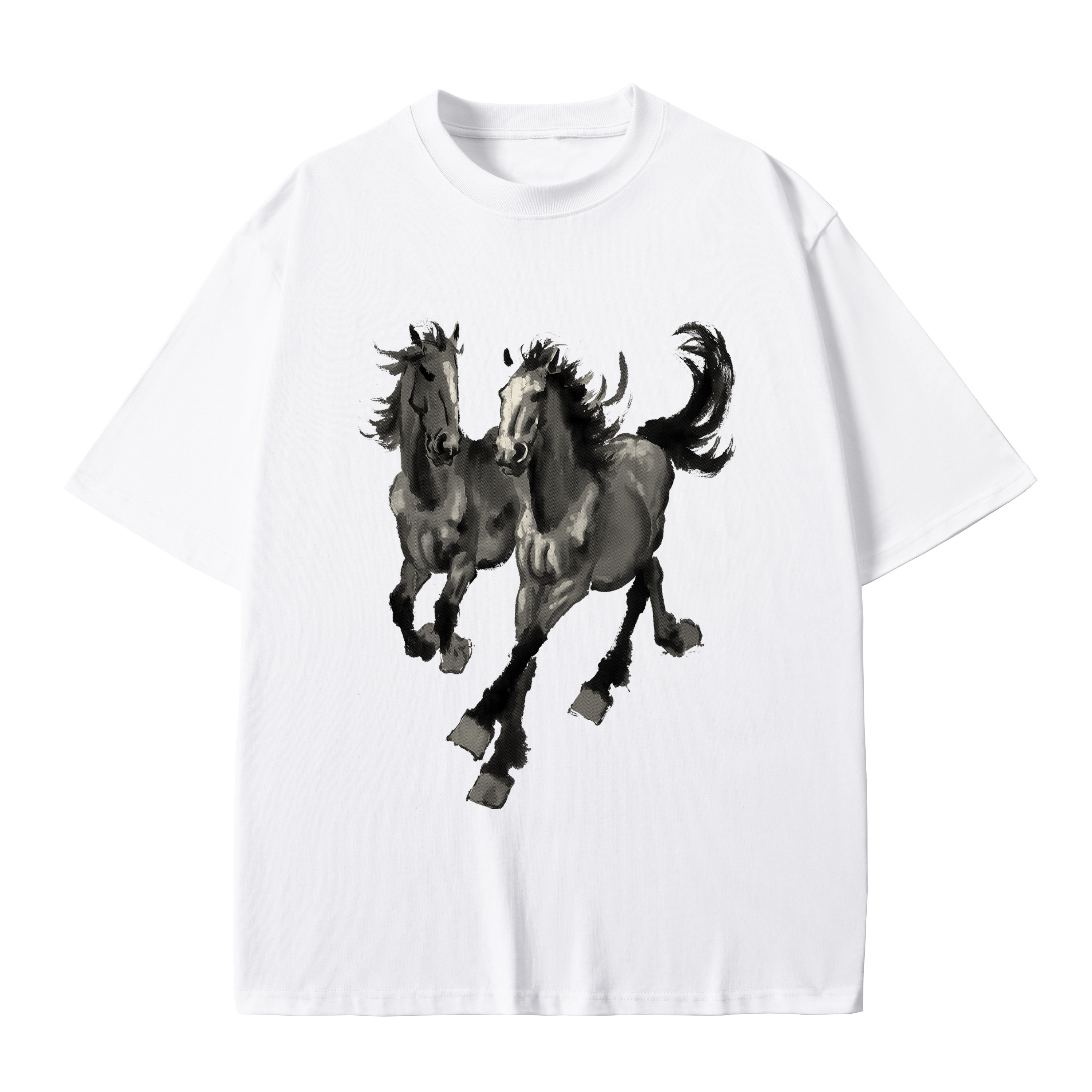 T-shirt men's top designer cotton T-shirt the silvery Steeds short sleeved clothing high-quality fashionable T-shirt BROADTRUE