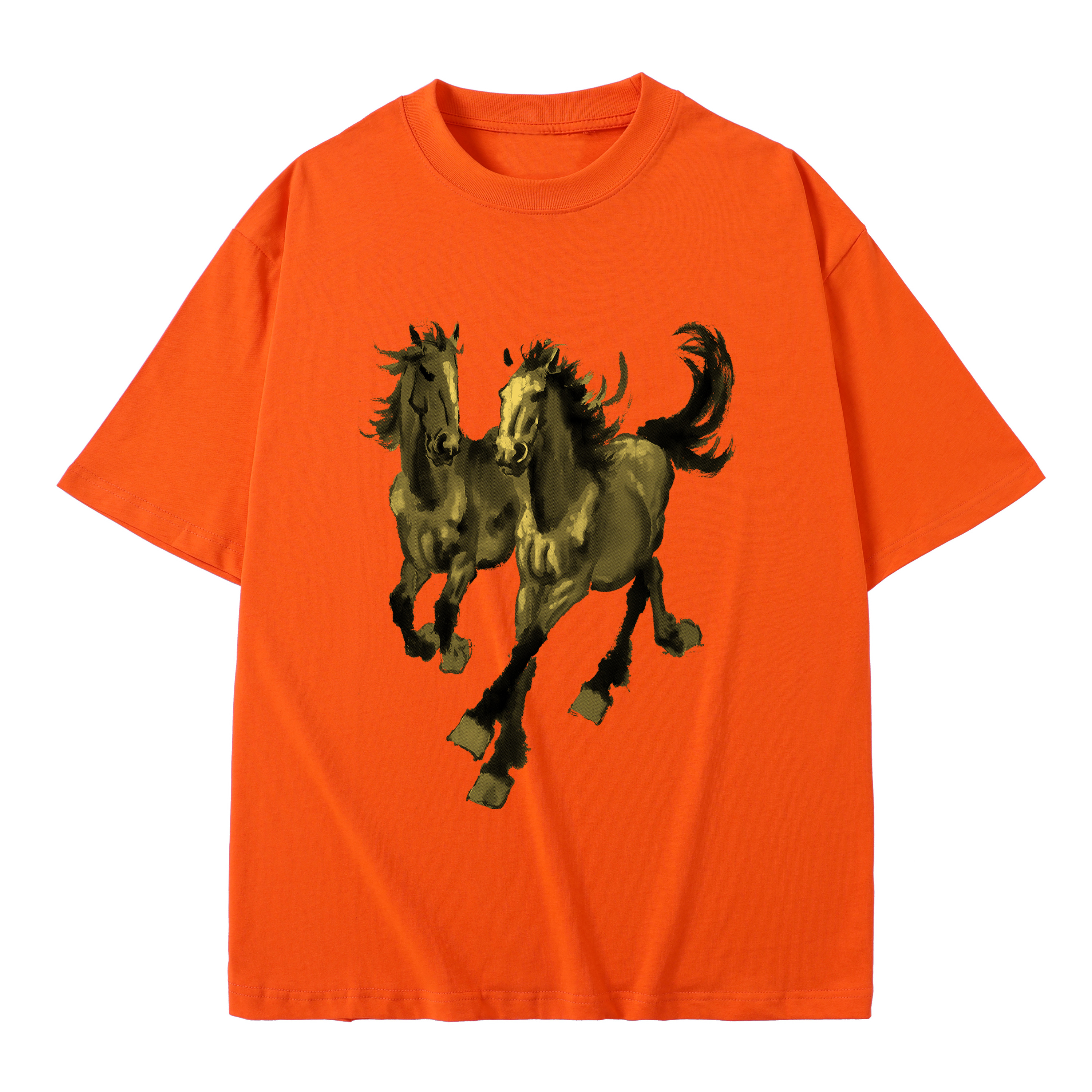 T-shirt men's top designer cotton T-shirt Silver the golden Steeds short sleeved clothing high-quality fashionable T-shirt BROADTRUE