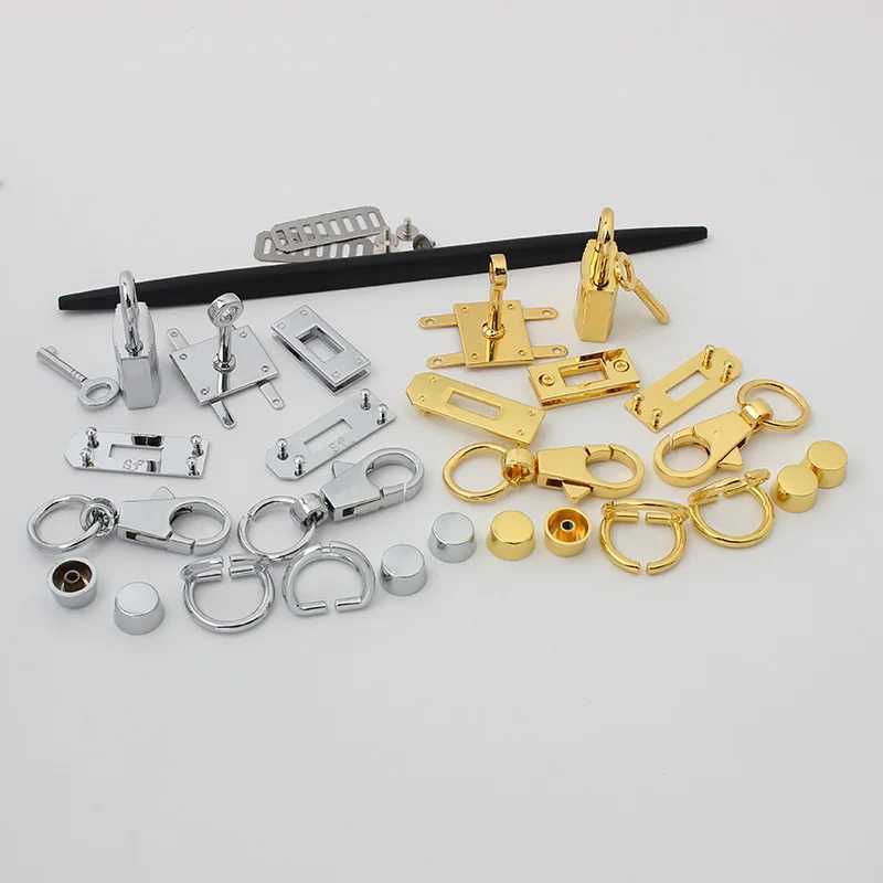 1Set Fashion Metal Bag Locks Clasp Bag Lock Set For Handbags Purse Tote Closures Snap Clasps DIY Craft Hardware Bag Accessories W250604