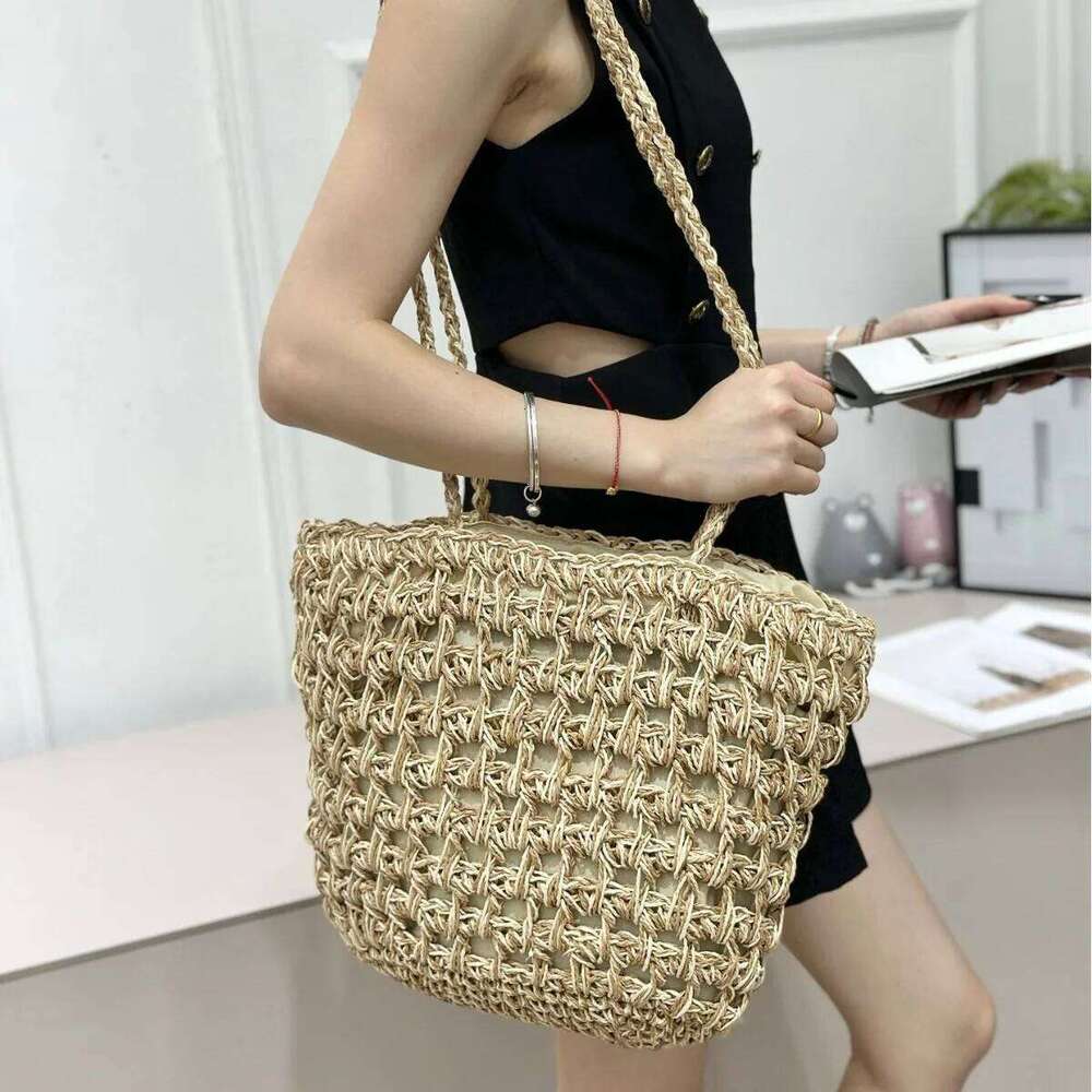 Straw Tote Bags For Women Designer Handbag And Purse 2025 New In Handmade Weave Large Capacity Shoulder Casual Beach Bag