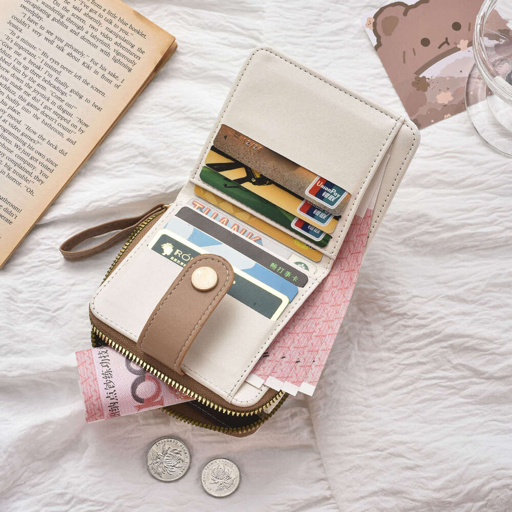 Macaron Color New for Women Short Fresh Snap Button Soft Wallet Fashion Zipper Coin Purse