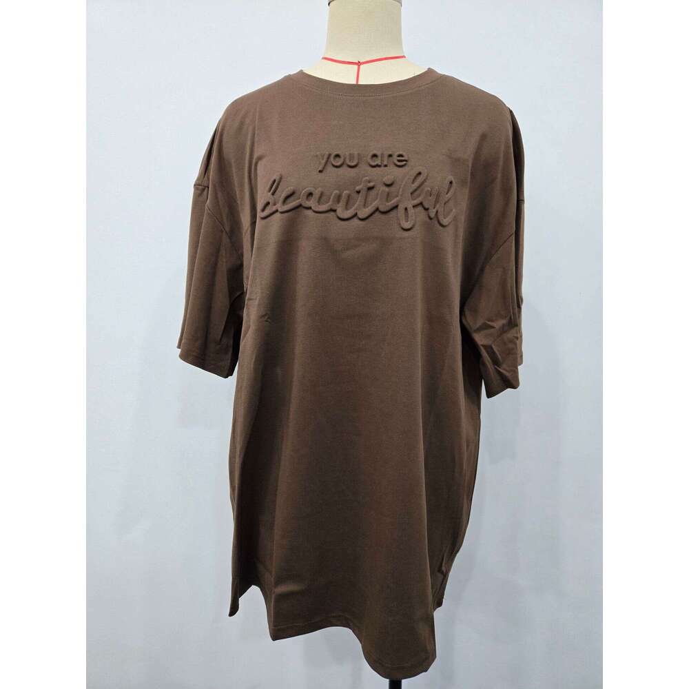 New Letter Foam Print Loose Belly Covering Slimming Top Spring Summer Ins Versatile Short Sleeve T-Shirt Women B5