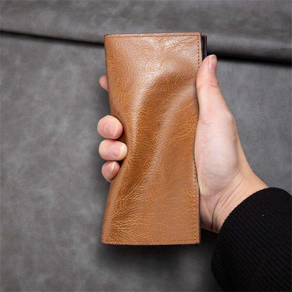Men's Wallet PU Leather Multi Functional Long Travel Thin Youth Bag Large Banknote Passport Card Holder Money Purses