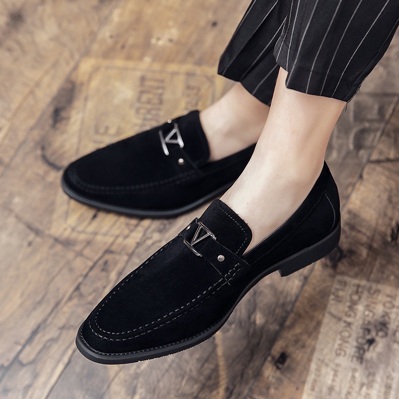 Large size 48 soft high-quality flat shoes, four season style Baotou genuine leather shoes, men's sliding sleeve suede loafers