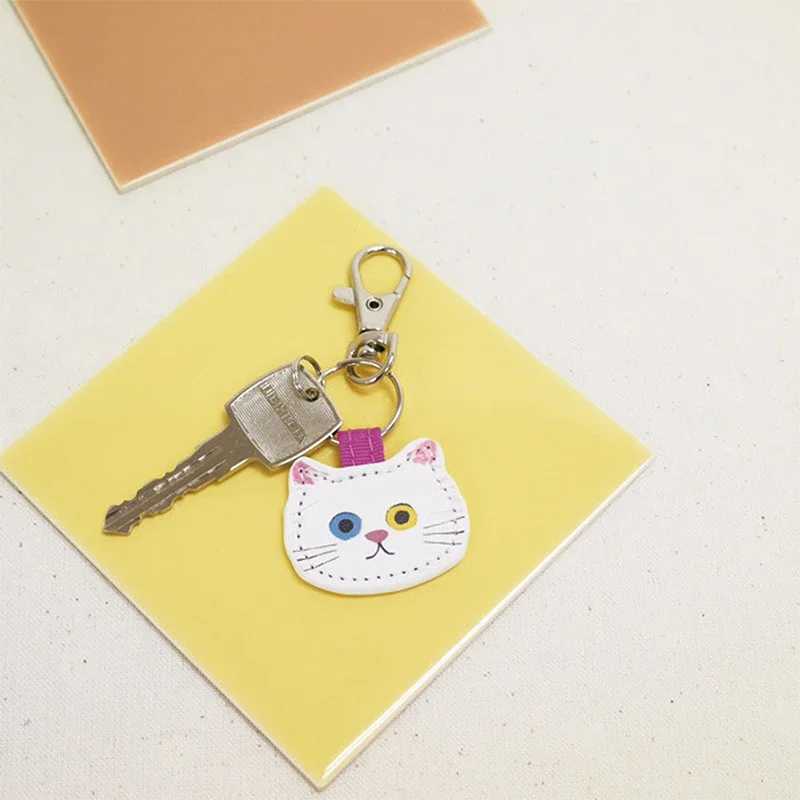 Cute Cartoon Creative Leather Cat Keychain Pendant Fashion Kawaii Kitten Bag Keyring Backpack Decoration Accessories Gifts M250604