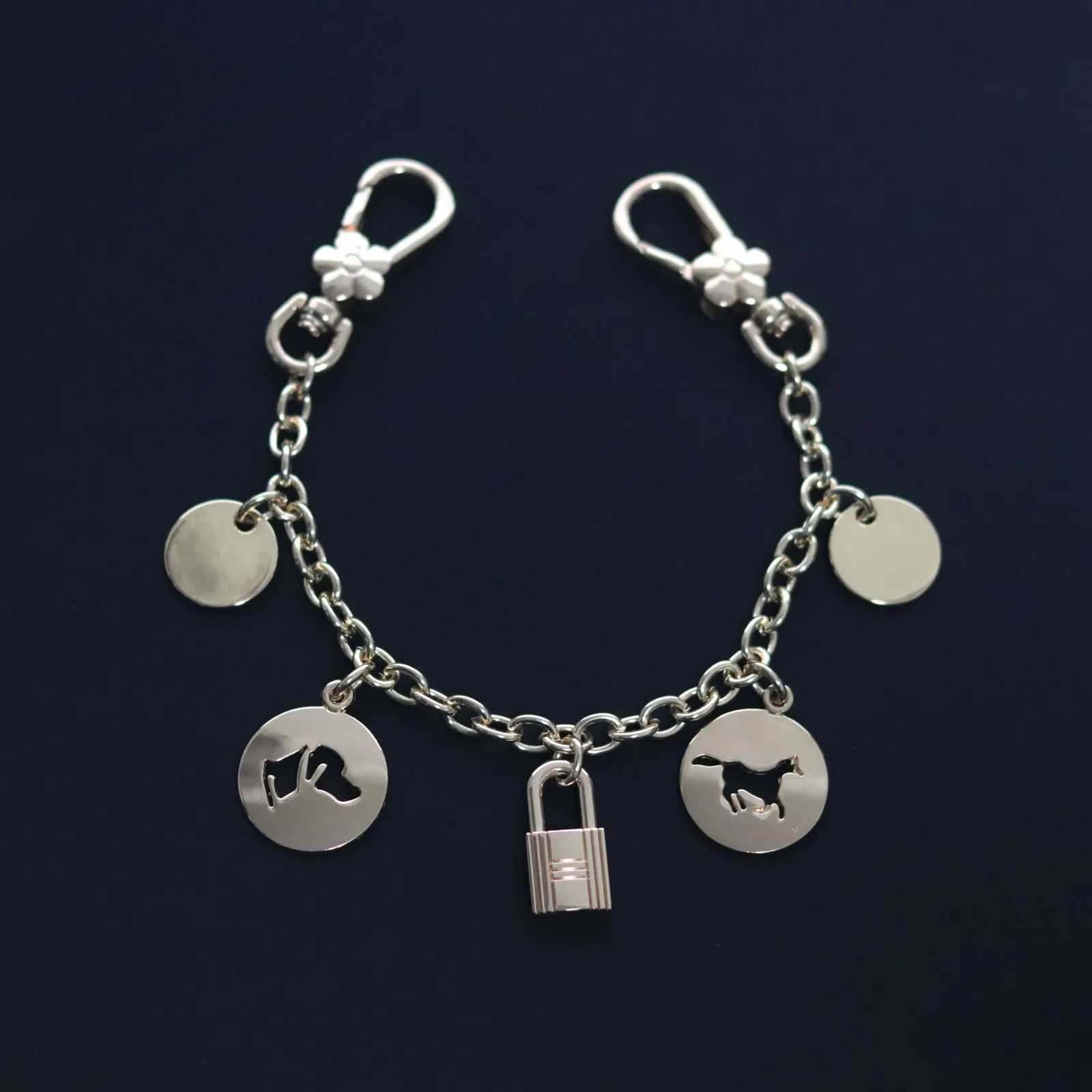 golden shiny Metal keychain bag charm decoration bag extended flower pendant girl lobster clasp W250604