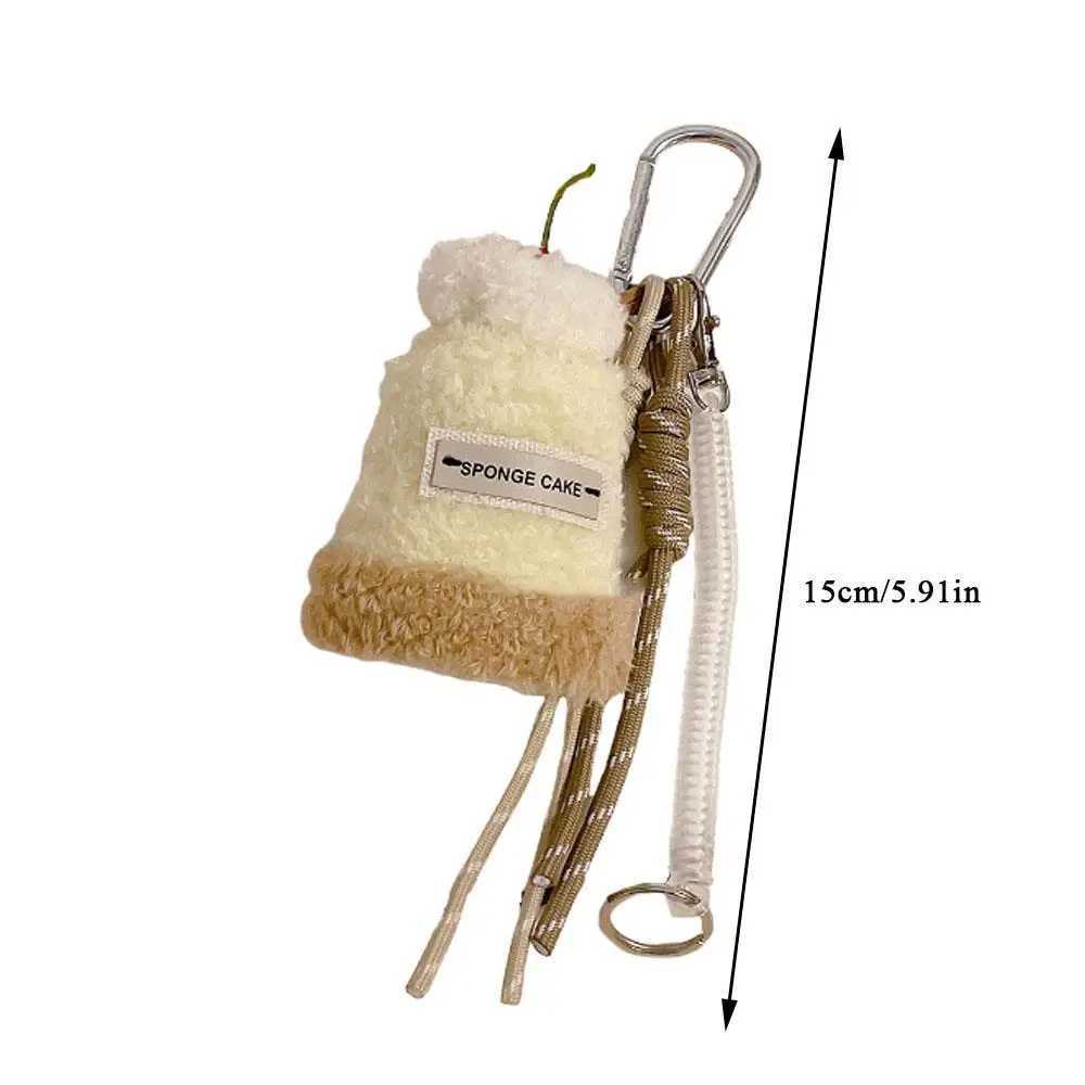 Cute Plush Cake Sand Coffee Shape Weaving Rope Y2k Bag Pendant Keychain DIY Phone Ornament Charm Bag Hanging Decoration W250604