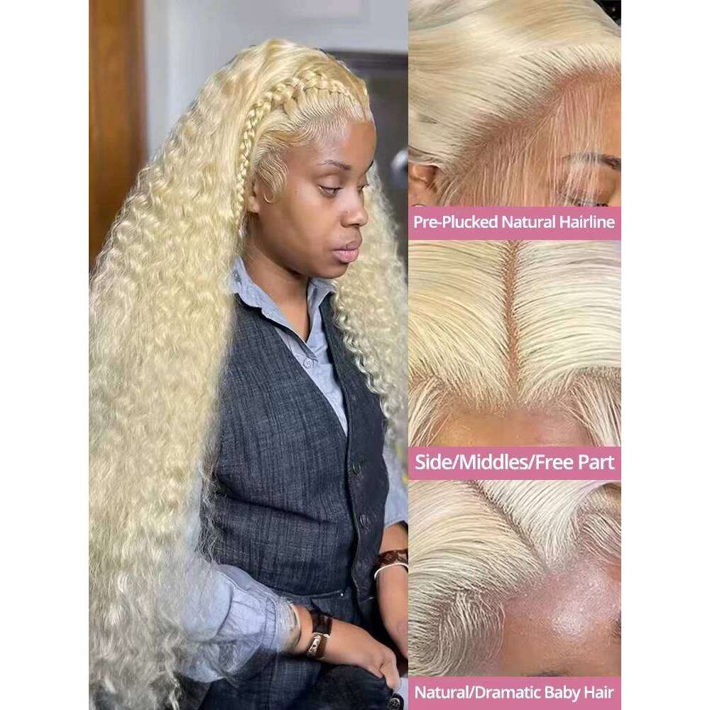 250 Density 613 Curly Honey Blonde 13x6 Front Human Hair Wigs Deep Transparent Water Wave Color 13x4 Lace Frontal Wig