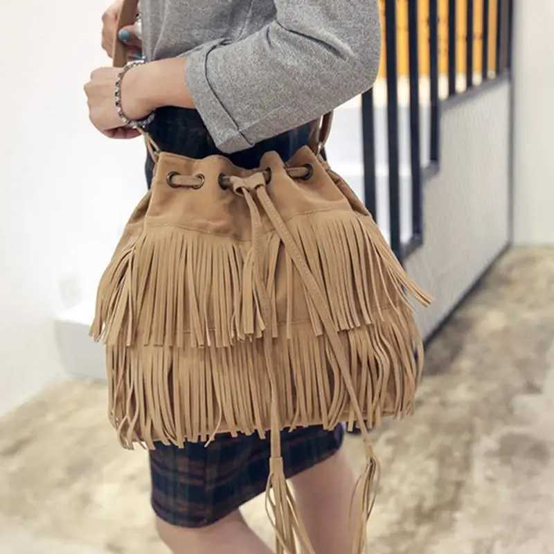 Suede Fringe Women Messenger Bags Tote Handbag Tassel Shoulder Handbags Crossbody Bag XJ250604