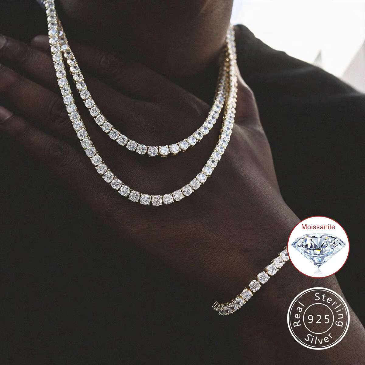 Preferential 4mm 22in 925 Sterling Silver Tennis Chain Diamond Custom Men Jewelry Necklaces Moissanite Cuban Link Chain