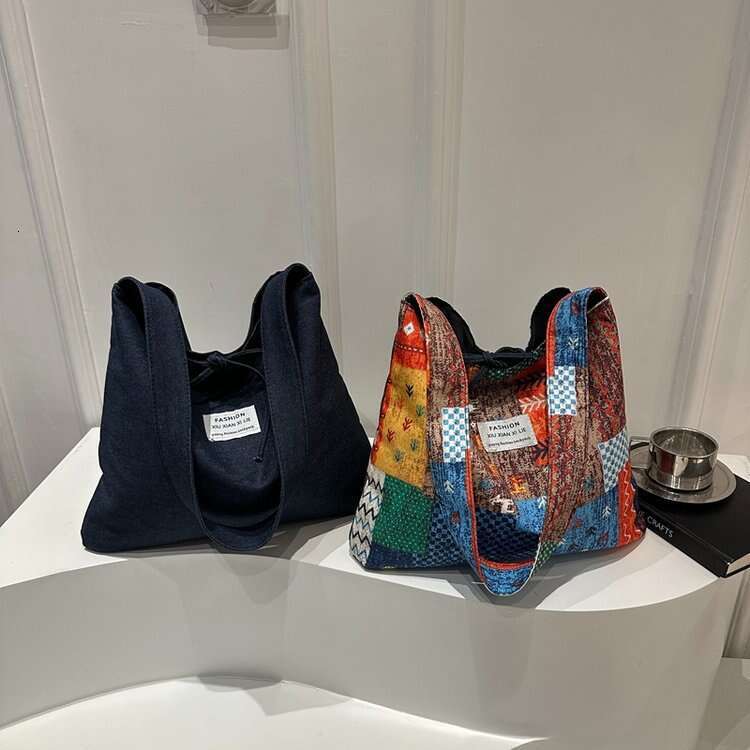 Korean Style INS for Women 2025 New Canvas Tote Bag Artistic Large Capacity Shoulder Crossbody Handbag