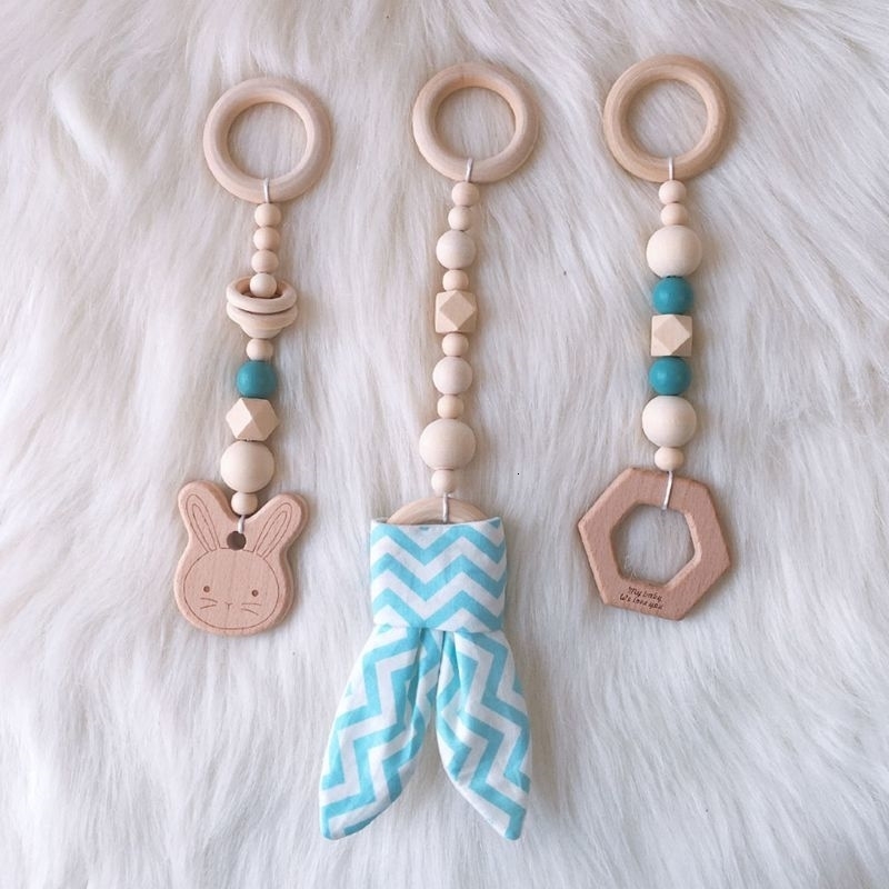 Nordic Cartoon Baby Wooden Rabbit Ear Toy Pendant Gym Fitness Rack Ornament Toddler Infant Room Decorations y250517z