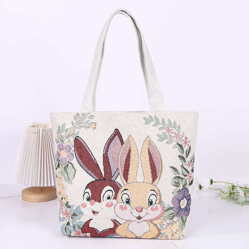 New Style Handbag Double-Sided Gold Thread Jacquard Embroidery Shoulder Ethnic Fashion Canvas Tote Bag