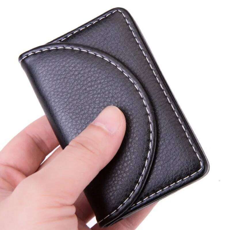 PU Credit Holder ID Business Bank Card Case Men Women Fashoin Brown Coin Wallet Small Black Purse