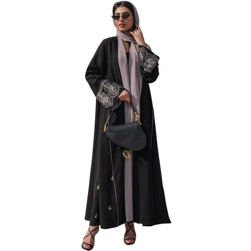 Mq105 Muslim Fashion Embroidered Patchwork Abaya Cardigan Trendy Ins Spring Summer Dress Robe B5