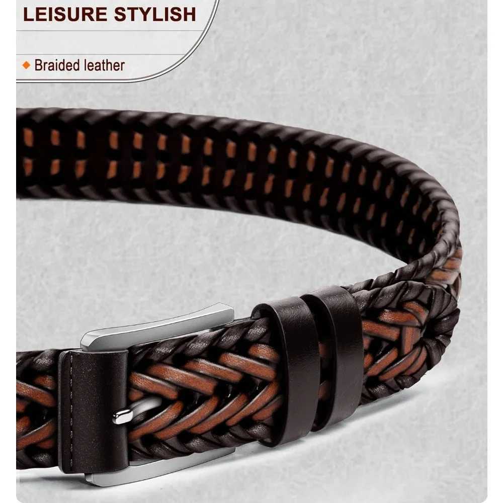 Belts Leather Woven Braided Belts for Gift Men Casual Jeans Golf W250604