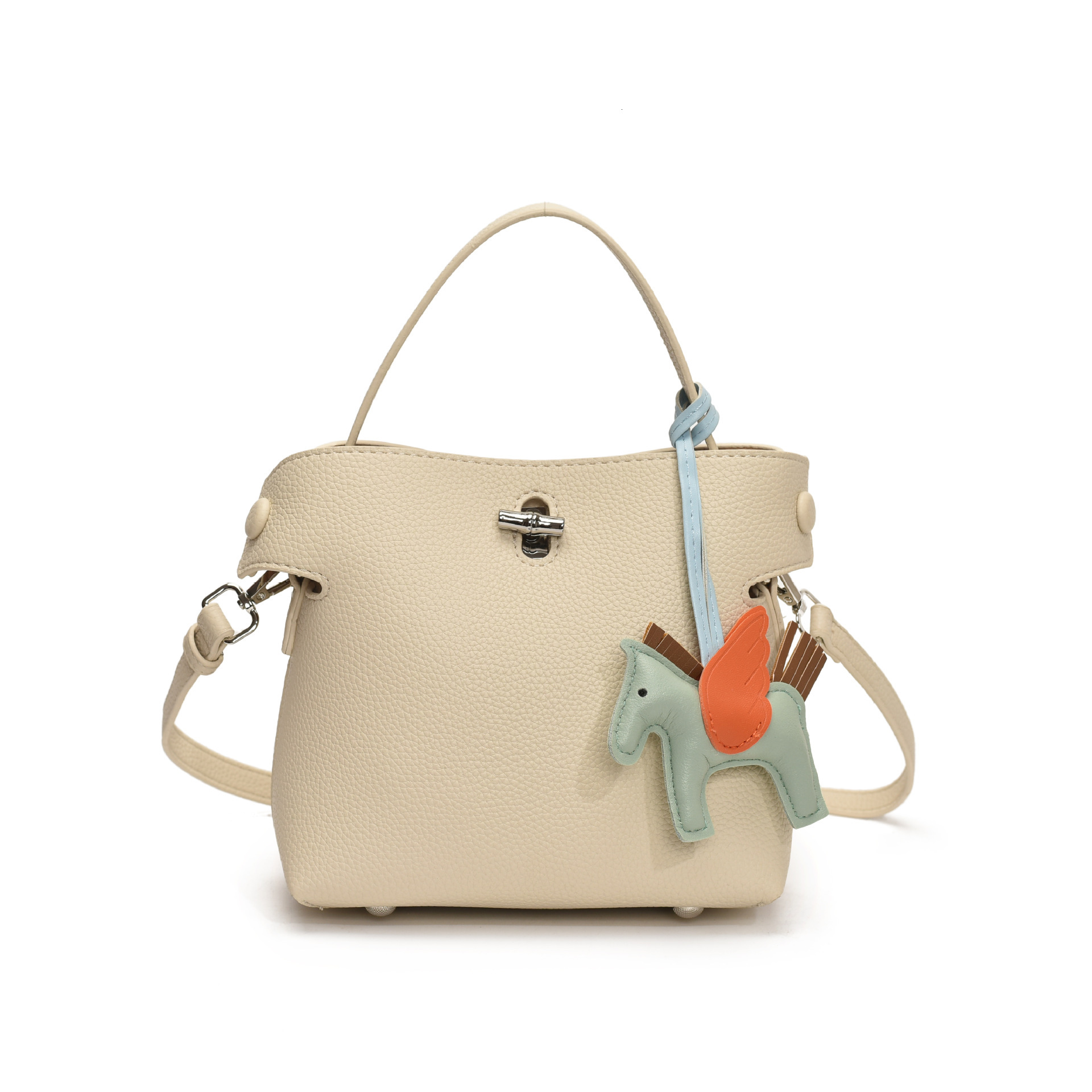 designer Minimalist Casual Lychee Texture Handbag for Women 2025 New Versatile Fashion Crossbody Bag High-end Bucket Bag