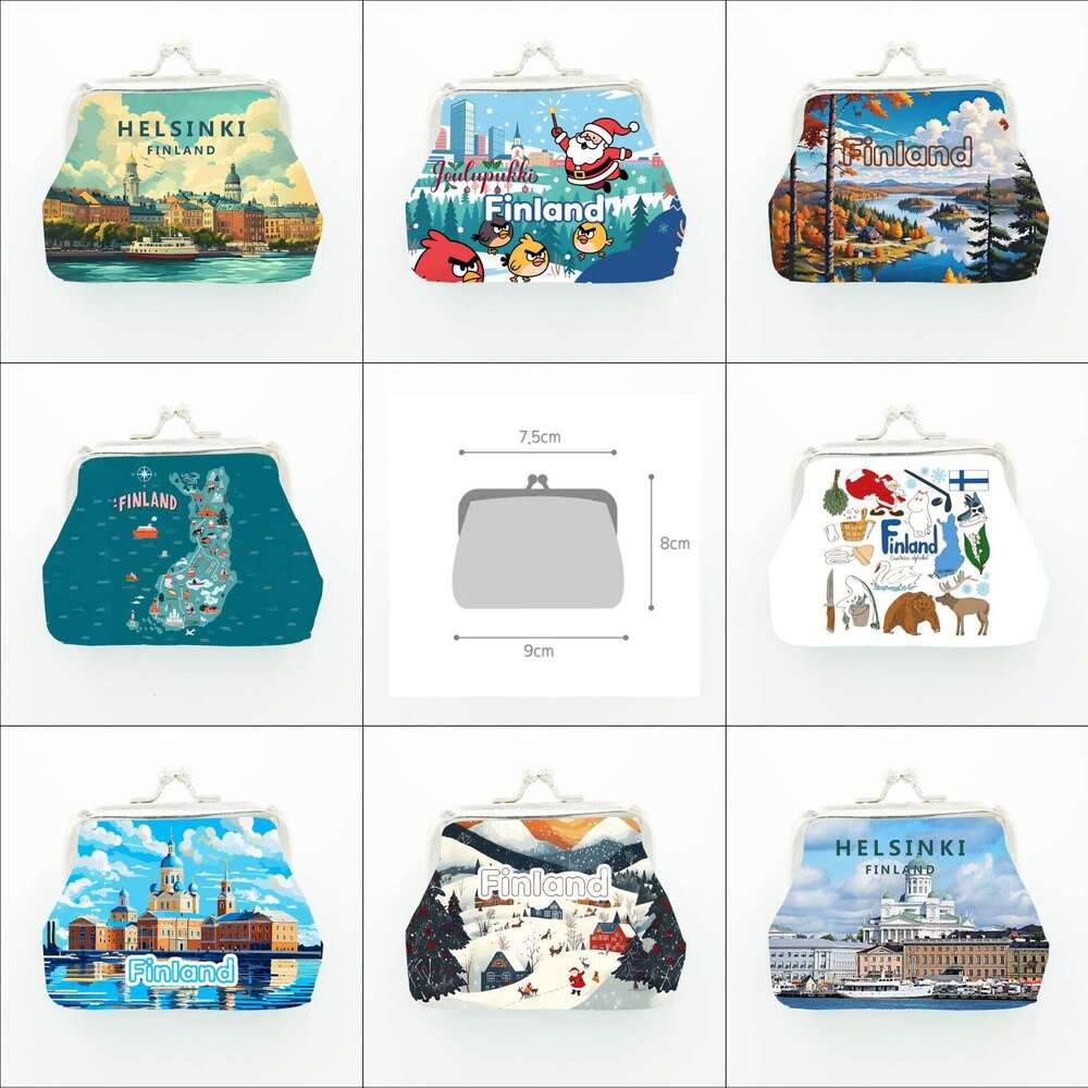 Finland Printed Purse for Women, Key and Coin Holder, Children's Mini Clutch