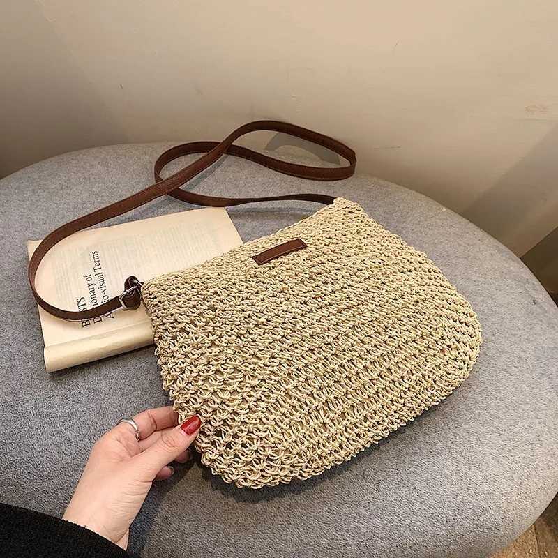 Leisure Crossbody Straw Bag - Simple Handbag Straw Bag for Weaving - Beach Vacation Bag - Sandbag Bag for Women - Versatile Bag XJ250604