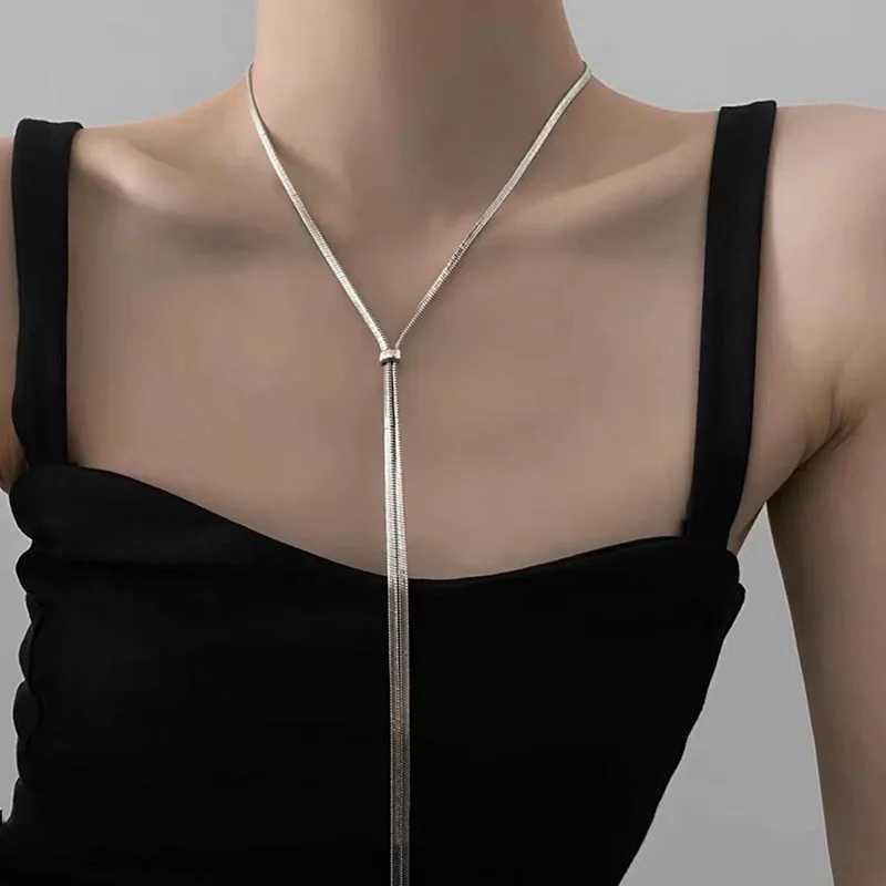 100cm Minimalist Long Tassel Sweater Snake Chain Necklace for Women XJ250604