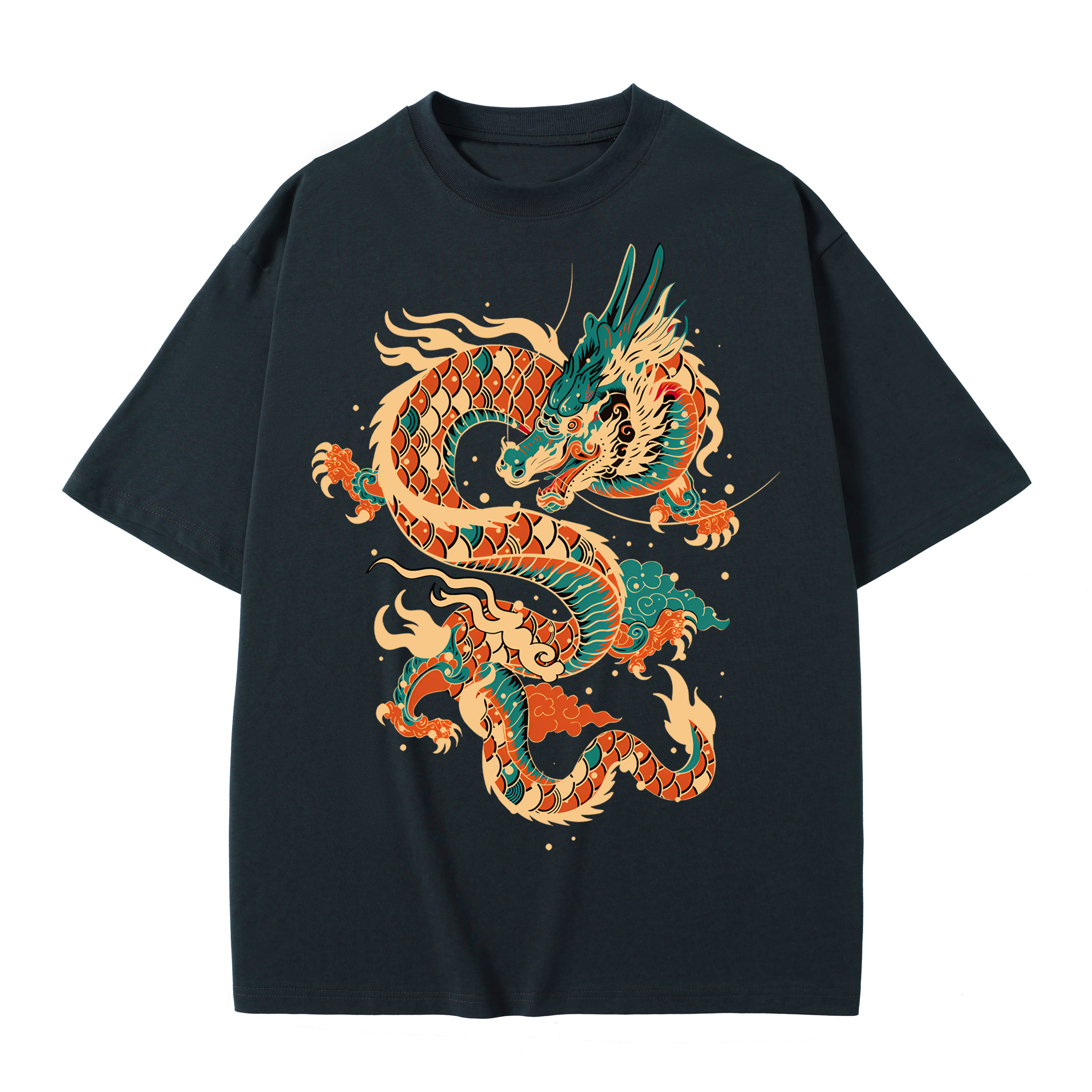 T-shirt men's top designer cotton T-shirt the dragon short sleeved clothing high-quality fashionable T-shirt BROADTRUE