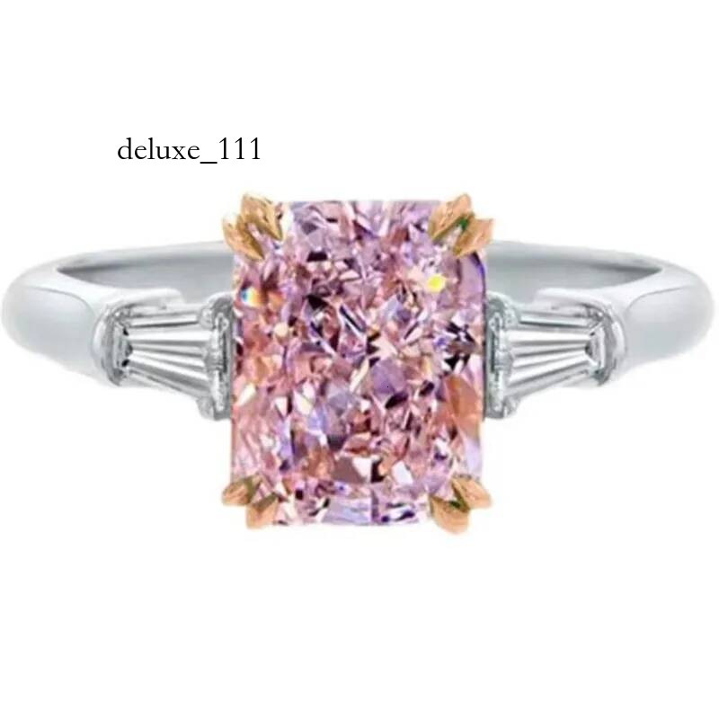 Choucong Ins Top Sell Wedding Ring Handmade Jewelry Solitaire Princess Cut Pink Topaz Dia Eternity Statement Women Engagement Band Rings For Lover Gif